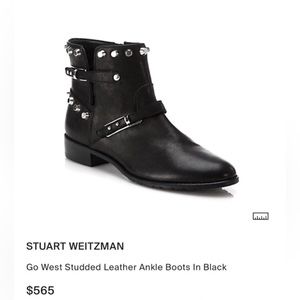 Stuart Weitzman “go west studded leather ankle boots” size 8
